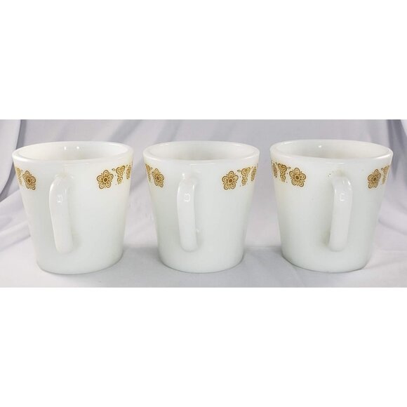 Vintage Pyrex Butterfly Gold Coffee Mugs Cup Set of 3 - Picture 6 of 11